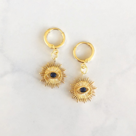 Eclectic Californian Jewelry - Handcrafted Seeing Eye Huggie Earrings